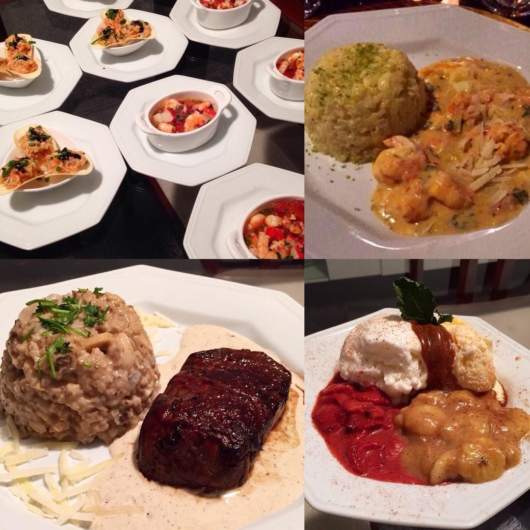 Etapas do menu servidas em casa