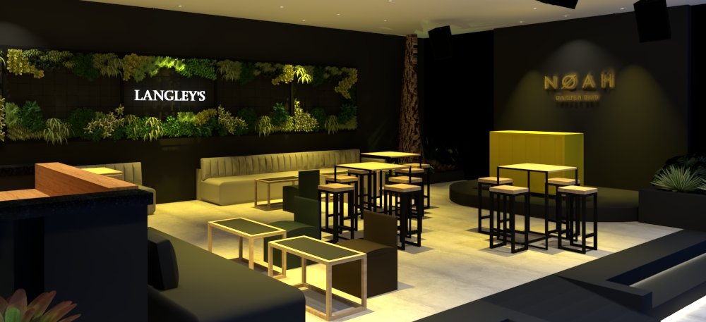 Projeto 3D de salão de restaurante